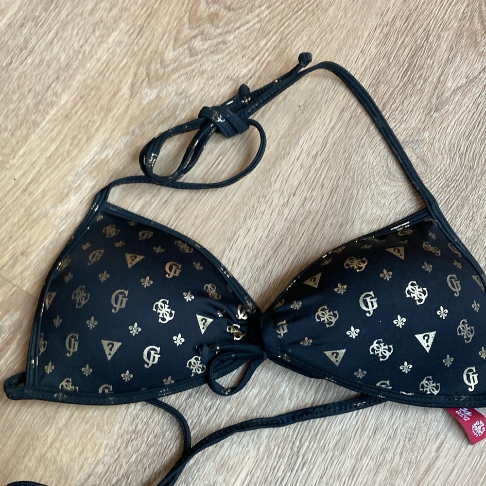 Guess meduim black and gold bikini top like new